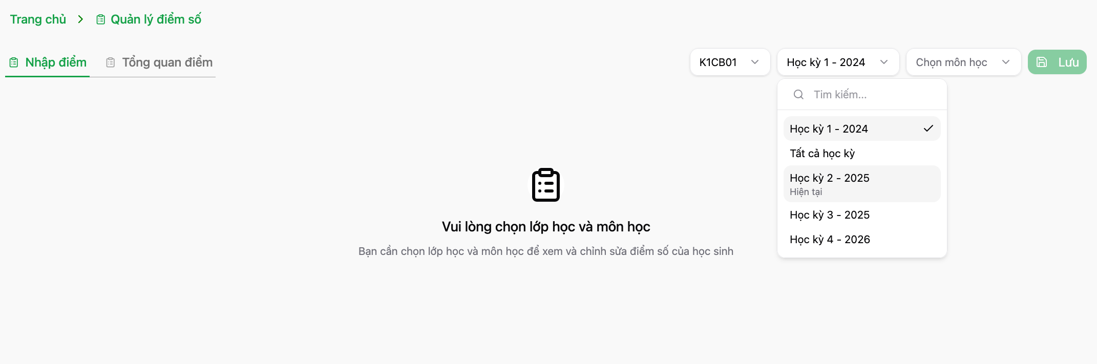 Tra cứu học kỳ