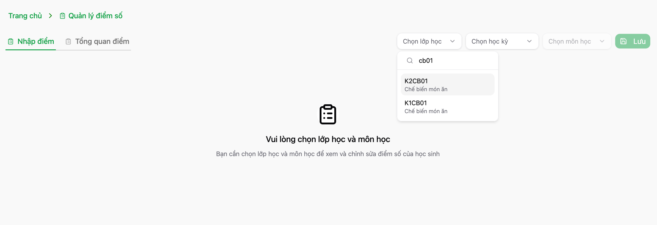 Tra cứu lớp học