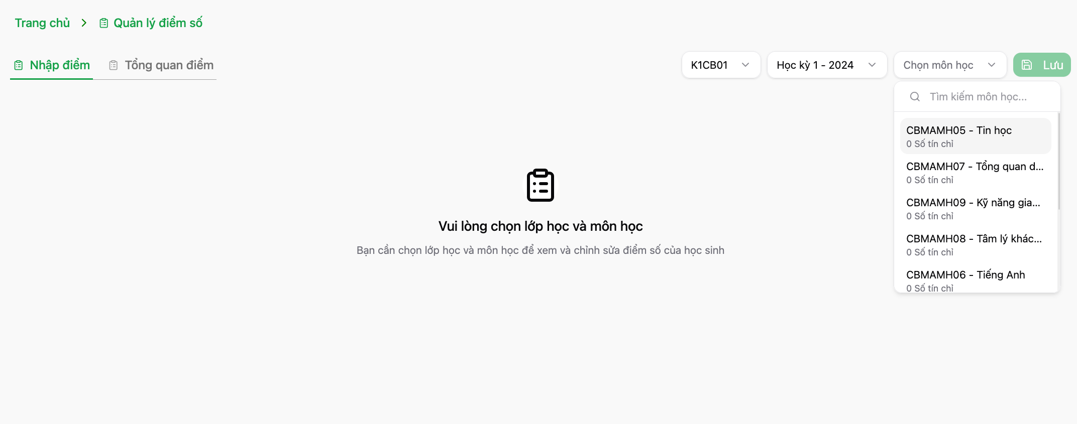 Tra cứu môn học